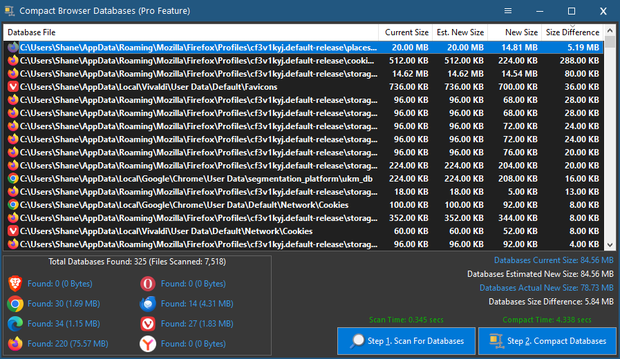 Compact Browser Databases (Pro Feature)